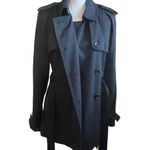 Club Monaco  Women Belted Trench Coat L Navy Classic Trendy Minimal Chic Capsule‎ Photo 4