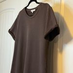 Athleta  Women's Dress Brown Short Sleeve Knit T Shirt Casual Pockets Acid Wash # Photo 2