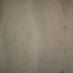 Notations 1X Faux Suede 3/4 Sleeved Button Down Front Pocketed Top Plus in Beige Photo 3