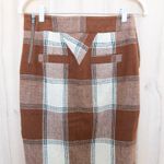L.A.M.B. Gwen Stefani Plaid Wool Midi Skirt Size Brown White Indie Preppy Photo 6