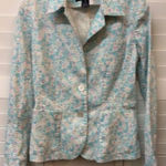 Ralph Lauren Floral Print Cotton Blazer Womens Size 8 Light Blue & Pink Photo 0