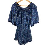 Raga Anthro Kassie Off Shoulder Floral Print Romper Pom Pom Small Travel Resort Photo 2