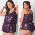 Lane Bryant Cacique Foiled Romper Lace Accents Purple Sz 14/16  Photo 1