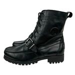 Ralph Lauren Lauren Zera Leather Lace Up Ankle Boots Black Buckle Womens Size 7B Photo 4
