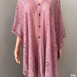 Peach pink Lace floral Open Front Kimono Beach Coverup Lightweight relaxed #211 Size undefined Photo 0