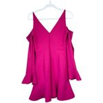 N/NICHOLAS Crepe Flare Mini Dress Hot Pink V Neck Long Sleeve Size 4 NWT Photo 2
