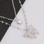 Delicate Silver Butterfly Pendant Necklace Photo 2