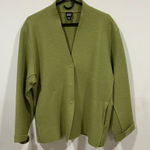 Eileen Fisher Green Boiled Wool Blazer XL Minimalist cardigan jacket oversized Photo 0