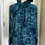 H by Halston H HALSTON Studio French Terry Full Zip Front Hoodie - Ocean Wave Marine Blue NEW Photo 4