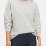 Gap  Women’s Gray Quilted Crew Neck Sweatshirt Size Small | Soft Cozy Pullover Photo 0