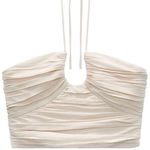 ZARA Cream Ruched Bustier Halter Top Photo 0