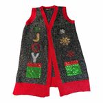 United States Sweaters Christmas Sweater Ugly Festive Cardigan Tinsel Knit Vest L Grandmacore Xmas Photo 0