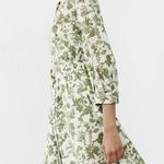 ZARA V-neck Embroidered Eyelet Belted Mini Dress in White Green Floral Photo 3