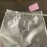 Avec Les Filles High Waist Faux Leather Midi Skirt - Size M - Silver - NWT Photo 6