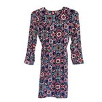 Loft  Long Sleeve Dress Size Small Stained Glass Floral Print Photo 2