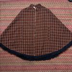 VTG CHRISTENFELD OF CALIFORNIA KNIT GEOMETRIC ZIP PONCHO FRINGE Orange Photo 3