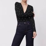ZARA Women's Bodysuit V Neck Silver Stud Black Size M Photo 0