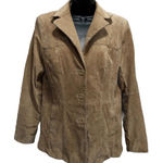 Liz Claiborne Studio By Liz‎ Claiborne Camel Color Long Sleeve Suede Button Up Jacket Size L Photo 0