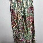 HalfHeart Satin Pants Women Sz M Paisley Kimono M Pull On Lounge White Size M Photo 11