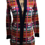 Anthropologie  Cardigan Womens Size XS Plaid Multicolor‎ Long-Sleeve Open Front Photo 0