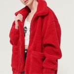 I am gia I. Am. Gia Pixie Oversized Teddy Coat Red size Medium Revolve $110 Photo 15