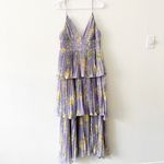 ASTR NWT Zaida Tiered Floral Midi Dress size Lilac Yellow Revolve Large Photo 6