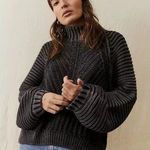 Free People  Sweetheart Mock Neck Sweater Black  Size XLarge Photo 0