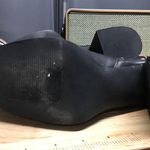 Women's Elie 9M Black Leather Side Zip High Heel Square Toe Platform Ankle Boots Size 9 Photo 5