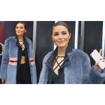 Shrimps Frederica Blue Pink Black Striped Colorblock Agnes Faux Fur Long Coat Size 10 Photo 5