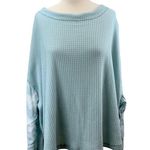 Love, Fire  | NWT | 1X | Aqua Blue Slouchy Waffle Knit Tie-Dye Sleeve Blouse Top Photo 1