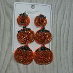 New Women’s Festive Halloween 👻 Orange Beaded Pumpkin 🎃 Dangle Earrings Photo 0