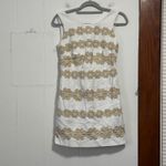Lilly Pulitzer White Gold Floral Lace Overlay Sleeveless Sheath Dress Size 2 Photo 2