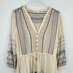 Anthropologie Floreat Perrie dress 14 peasant crochet lace V neck mini boho Black Photo 3