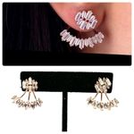 Jacket Earrings w/ Cuff Rose Gold Tone & Crystals White Photo 1