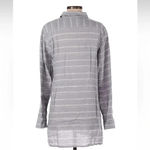 Garnet Hill  Striped Button Down Shirt Dress Linen Oversized Tunic Gray Size S Photo 3
