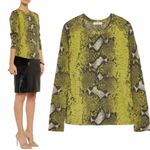 Equipment Femme Sloane Python Print Neon Yellow Gray Cashmere Sweater Size XS Photo 1