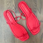 Loeffler Randall NWT  Eleanor Strappy Flat Napa Leather Sandals in Red Size 9 Photo 3