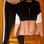 ZARA  2 Piece Colorblock 1/4 Zip Hooded Sweatshirt & Jogger Pants Tracksuit L/XL Photo 5