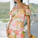 Sabo Skirt  Rory Dress Off Shoulder Mini Puff Sleeve Floral Print Cotton L Photo 0