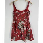 Abercrombie & Fitch Mini Dress Small Red Floral Corset Drop Waist Cottagecore Photo 6