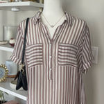 A New Day Striped Mauve Pink Sheer Blouse Size XL Photo 0