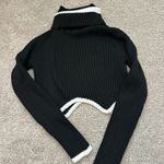 Amazon  Black & White Cropped Mock Neck Sweater Photo 1