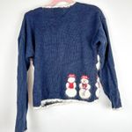Christopher & Banks  Vintage Snowman Christmas Cardigan Sweater Hand Embroidered Photo 3