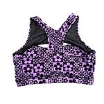 Pop Fit Clothing Cutout Accent Deco Flower Print Sports Bra in Purple, Size XL​​ Purple Photo 1