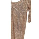 Elle Zeitoune Simone One Shoulder Sequin Dress Gold Size L Size L Photo 2