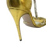 Gucci Regina Metallic Pearl Studded Bee Adorned Sandals Gold Size 38 Photo 4