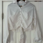 Anthropologie  Maeve White Cotton Tie Button‎ Up Shirt Size 2 EUC Photo 0