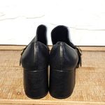 Nine West  black leather chunky heels size 8 .5 with gold details 70s style Photo 3