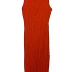 ZARA  Neon Orange Ribbed Cotton Midi Dress Photo 0