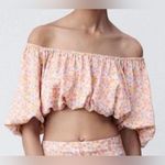 ZARA  Floral Print Balloon Sleeve  Crop Top Size Small 70’s style Photo 1